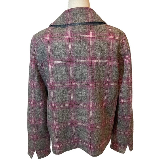 TALBOTS plaid Wool Jacket blazer collar button closure grey pink size 10 med - Picture 7 of 9